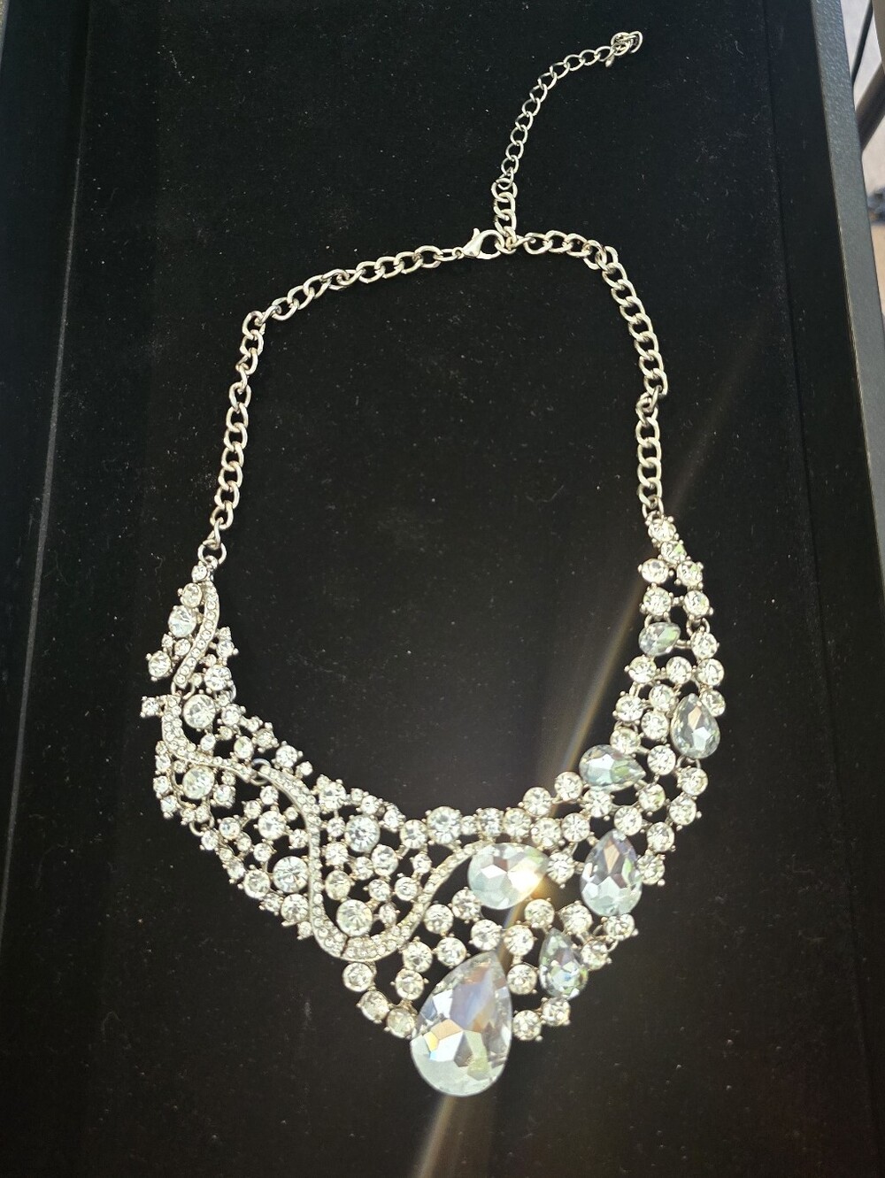 Large Crystal Teardrop Statement Necklace